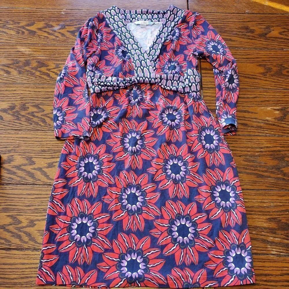Boden red&purple vintage floral dress size 4P